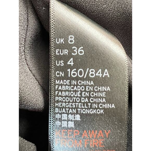 Topshop Metallic Devore Plunge Neck Skater Dress Size 4 Long Sleeves V Neckline - Picture 16 of 16